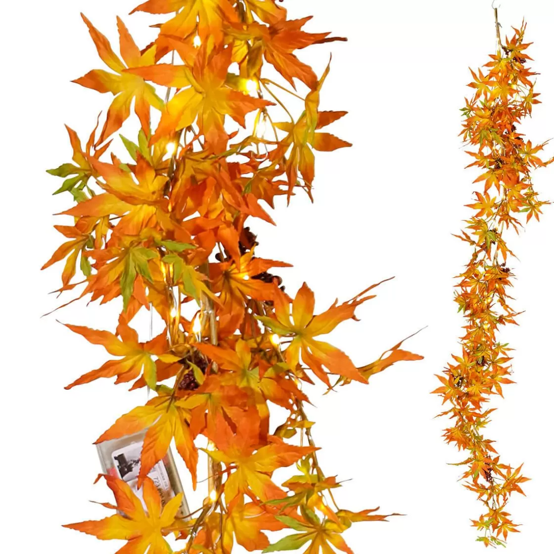 Decoración De Otoño | Guirnaldas Y Vides>DecoWoerner Guirnalda De Arce LED, 140 Cm naranja