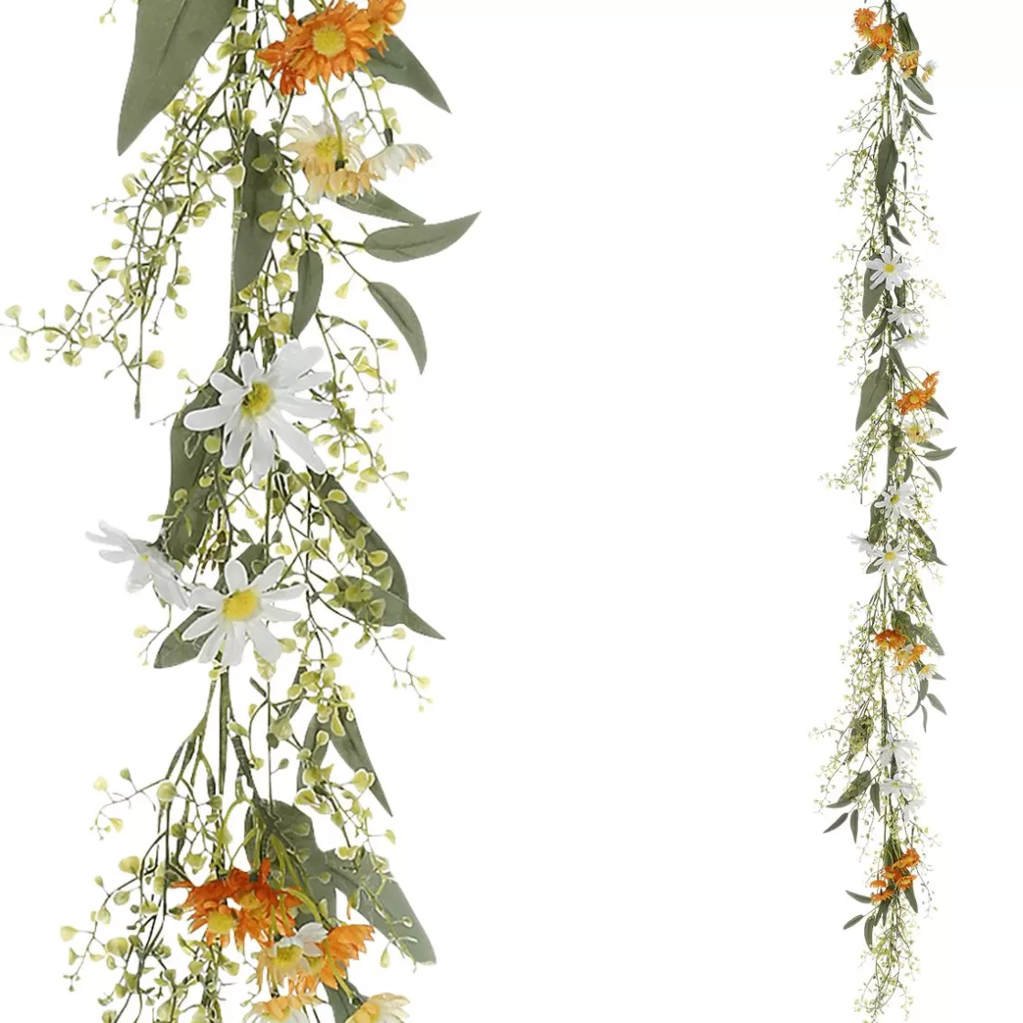 Decoración De Verano | Decoración De Primavera>DecoWoerner Guirnalda De Flores De Campo Artificiales Enredadera Artificial - Blanca 158 Cm naranja