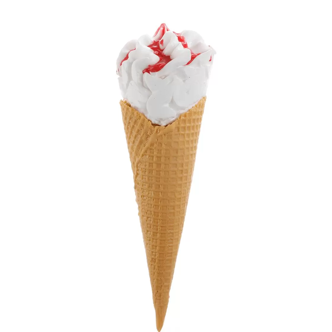 Chocolate Y Helados>DecoWoerner Helado Blando En Barquillo Con Salsa De Fresa - Maniquí De Comida 22 Cm blanco