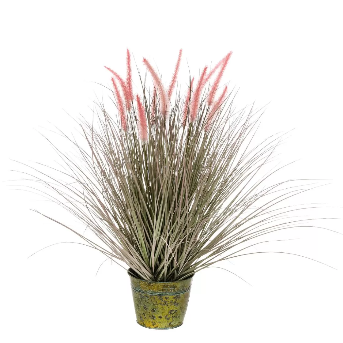 Hierba Decorativa>DecoWoerner Hierba Cola De Zorro En Una Maceta De Zinc De 70 Cm De Altura rosa