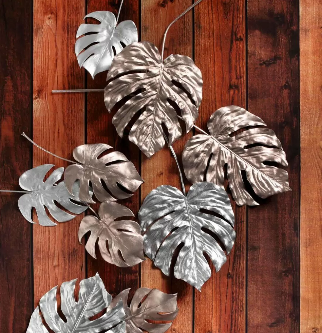 Decoración Dispersa | Hojas>DecoWoerner Hojas De Monstera Artificiales Palo 37 Cm 5 Piezas rosa