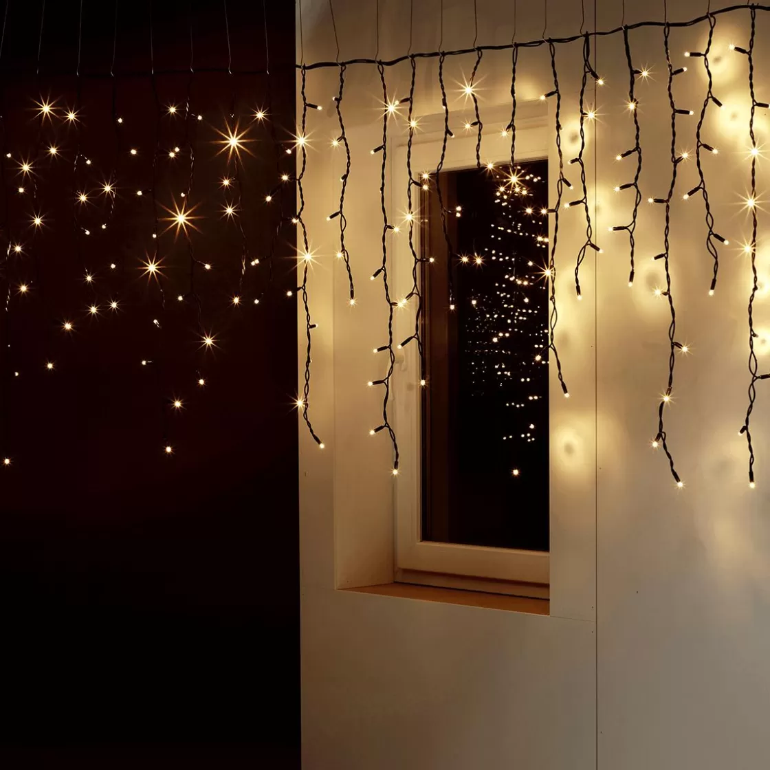 Luces De Navidad>DecoWoerner Icicle-Light Cadena De Luz 300 Cm IP44, Negro