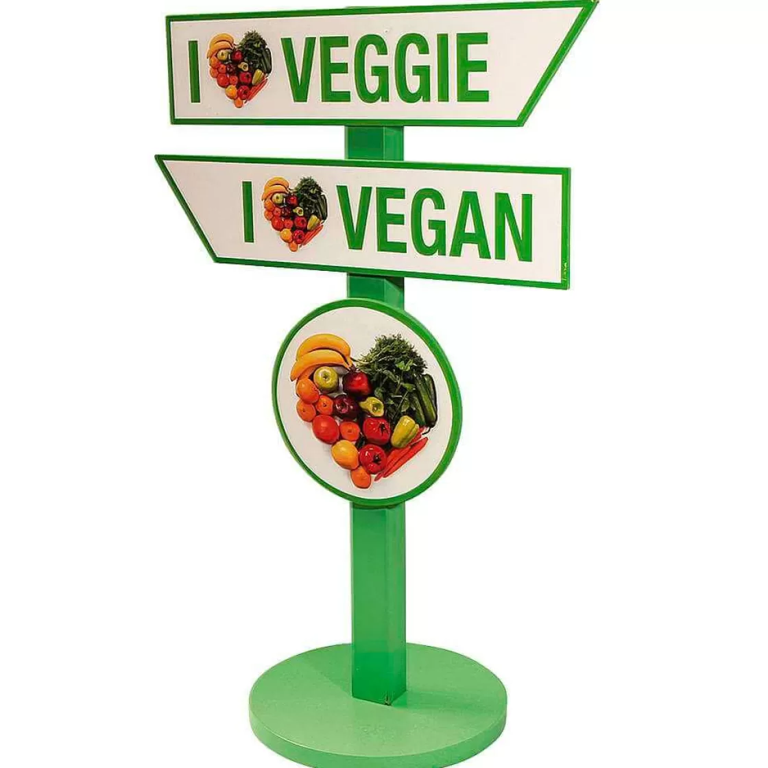Decoración Temática | Decoración De Verano>DecoWoerner Indicador De Caminos "Veggie & Vegan" (Vegetariano Y Vegano) Altura 80 Cm verde