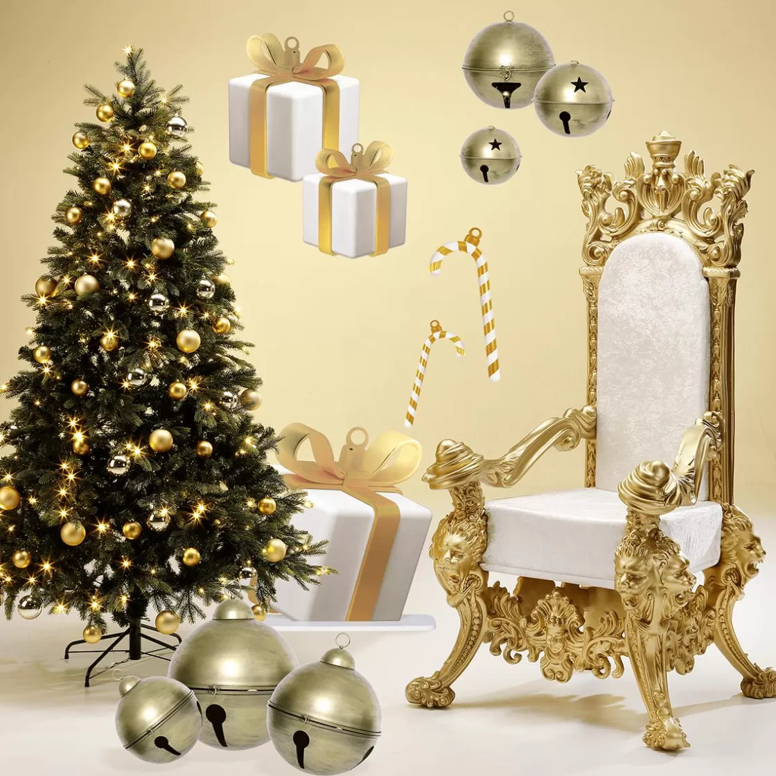 Decoración Temática | Figuras De Navidad>DecoWoerner Juego De 3 Campanas Decorativas De Hierro oro