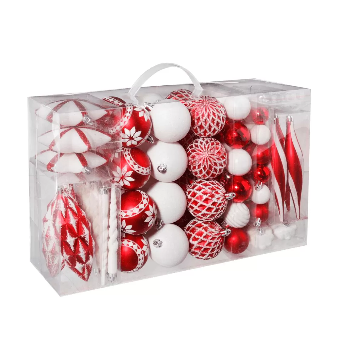 Bolas De Navidad>DecoWoerner Juego De Bolas De Navidad XXL Blanco 3 - 14 Cm De Largo Y 3 - 6 Cm De Diámetro Con Percha Metálica rojo