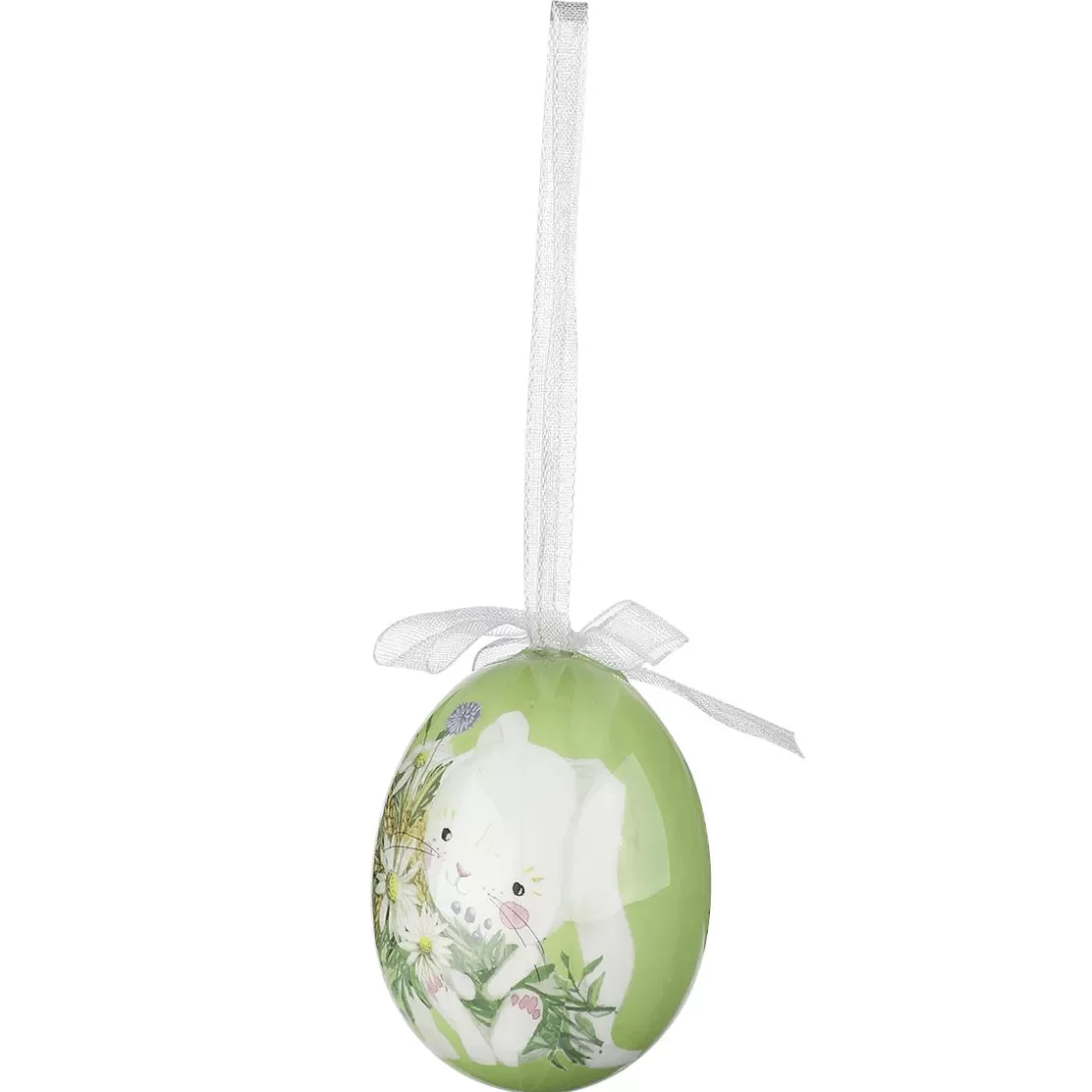 Decoración De Pascua>DecoWoerner Juego De Huevos De Pascua De Espuma Para Colgar, Amarillo Con Dibujo De Conejo Y Lazo 8pcs. multicolor