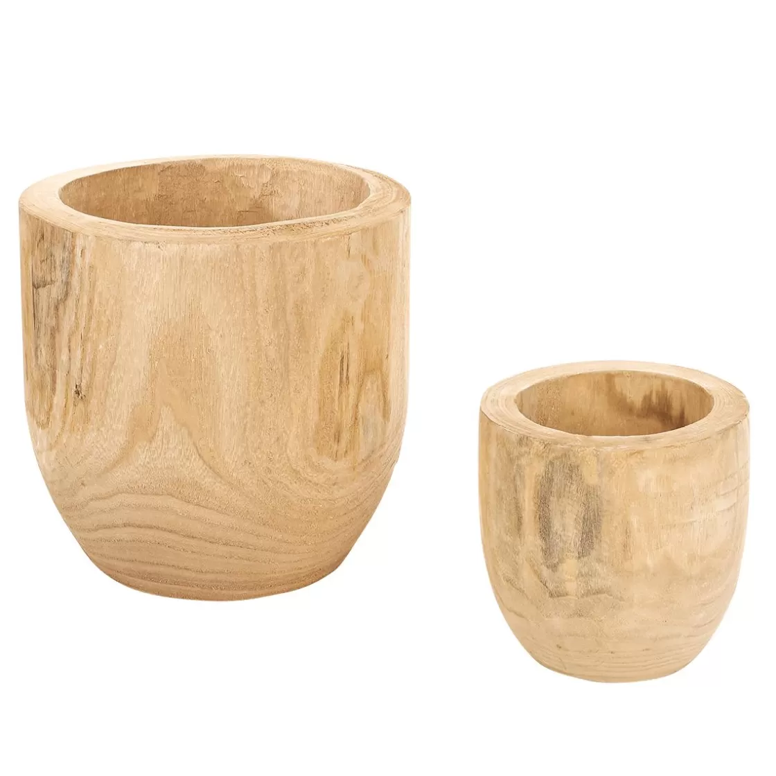 Decoración Natural | Macetas Y Artículos De Decoración>DecoWoerner Juego De Macetas De Madera De 16 A 26 Cm De Altura 2 Piezas marrón
