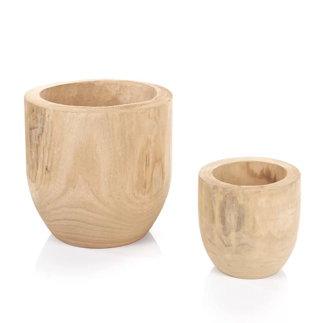 Decoración Natural | Macetas Y Artículos De Decoración>DecoWoerner Juego De Macetas De Madera De 16 A 26 Cm De Altura 2 Piezas marrón