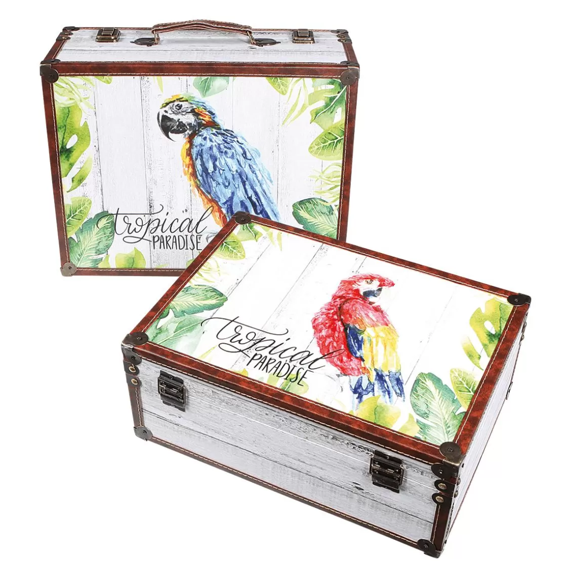 Decoración Temática | Decoración De Verano>DecoWoerner Juego De Maletas Decorativo Paraíso 2 Piezas multicolor