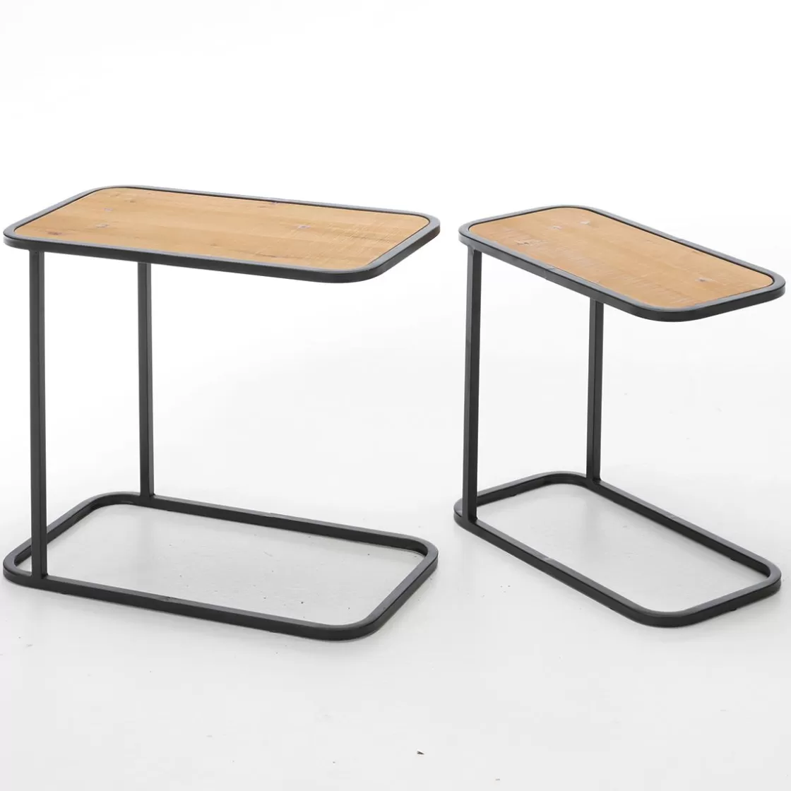 Expositores Para Tiendas | Macetas Y Artículos De Decoración>DecoWoerner Juego De Mesa 2 Piezas Metal Madera De Abeto multicolor