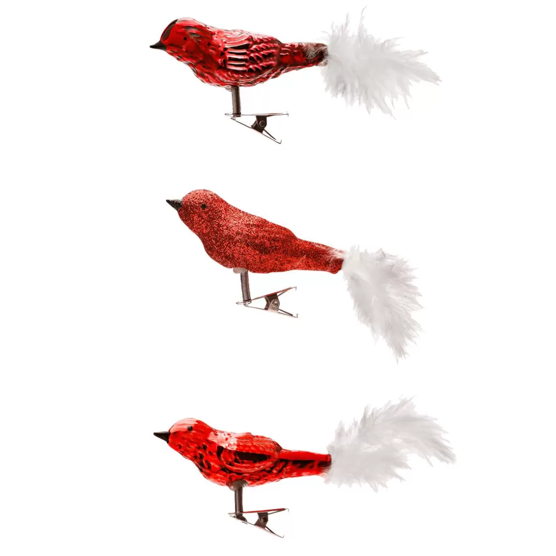 Decoración De Animales | Figuras De Navidad>DecoWoerner Juego De Pájaros Artificiales 3 Pcs rojo