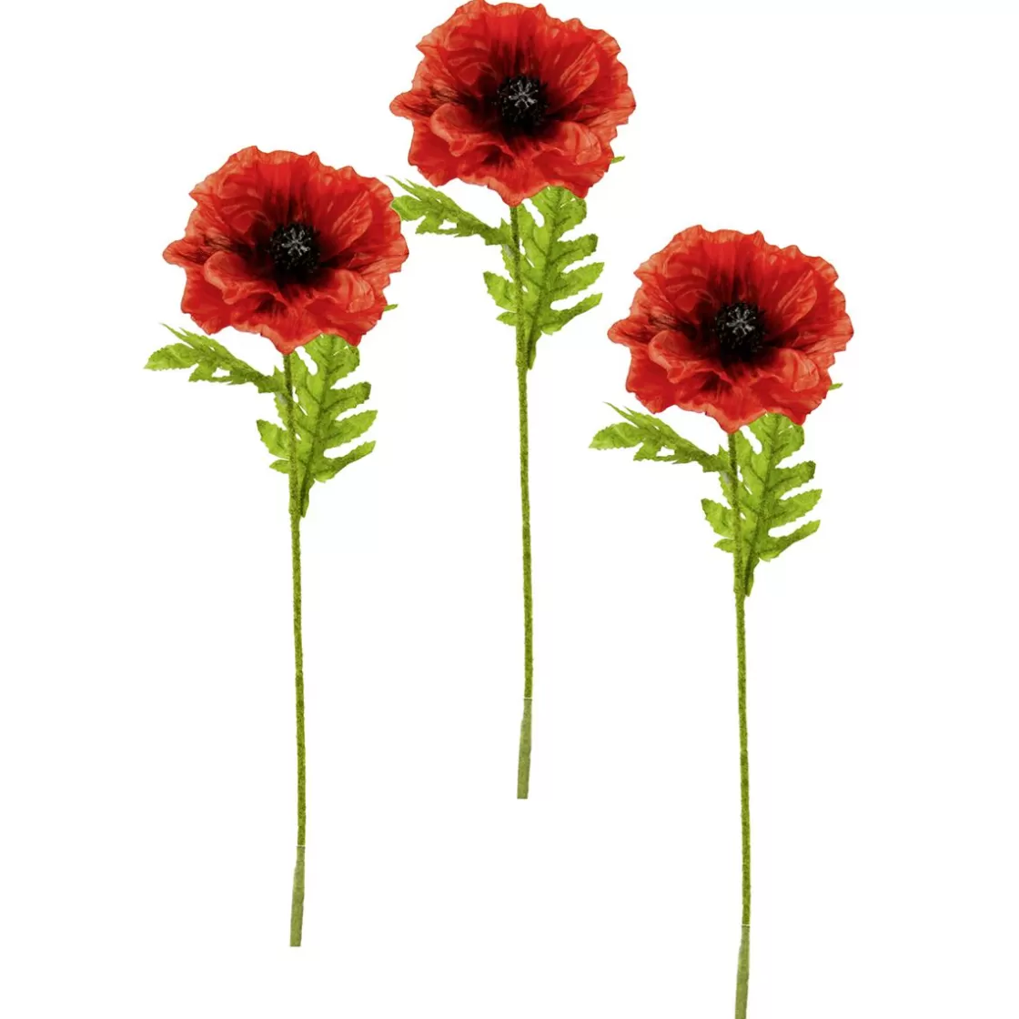 Decoración De Otoño | Flores Artificiales>DecoWoerner Lote De 3 Flores Artificiales De Amapola En rojo
