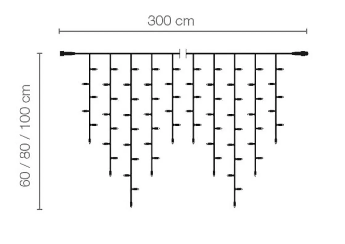 Luces De Navidad>DecoWoerner Luz Icicle Light LED Para Uso Profesional Sistema IP20, 228 LED, 300 X 100 Cm, Sin Cable