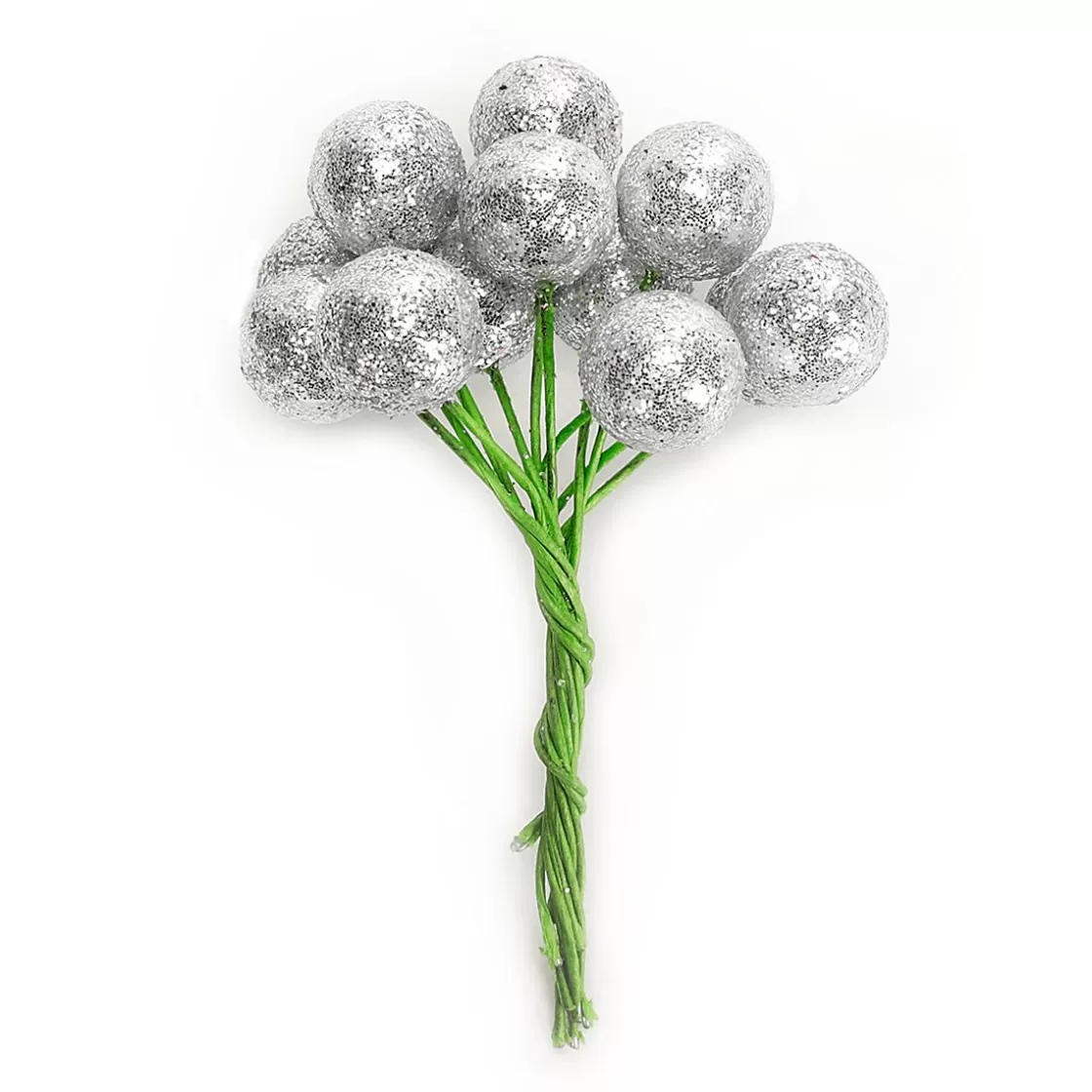Bolas De Navidad>DecoWoerner Mini Bolas De Navidad De Purpurina En Alambre De plata