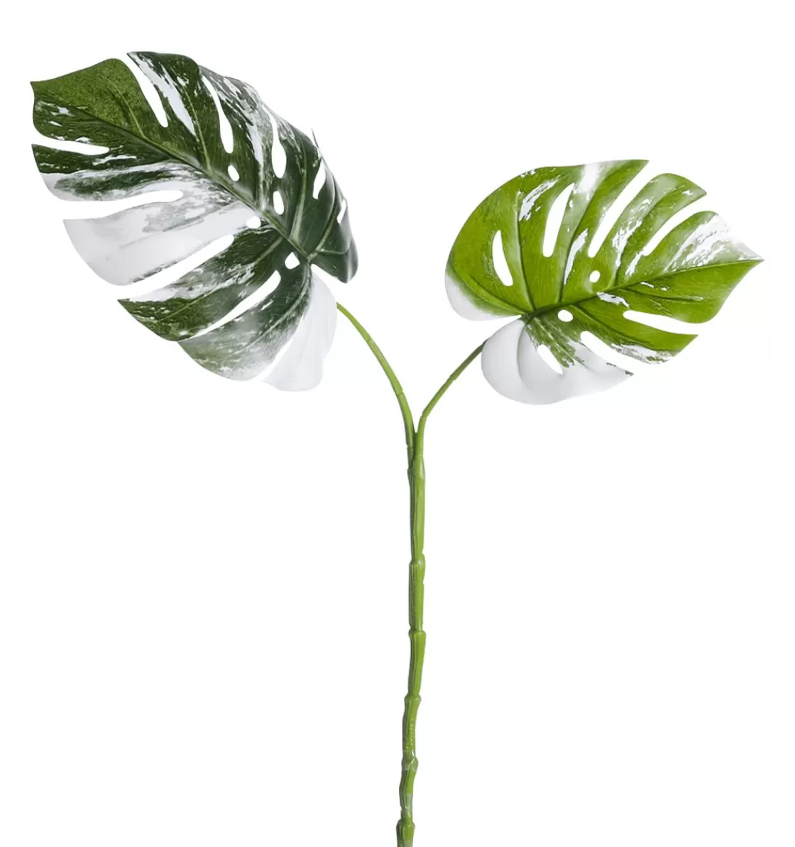 Decoración De Verano | Hojas>DecoWoerner Monstera Deliciosa Artificial Albo Variegata Hojas-Rama 85 Cm verde