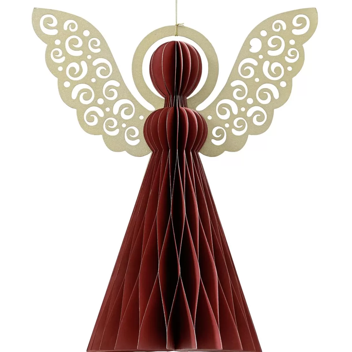 Decoración Temática | Figuras De Navidad>DecoWoerner Ángel Deluxe De Papel De Nido De Abeja 20 Cm rojo
