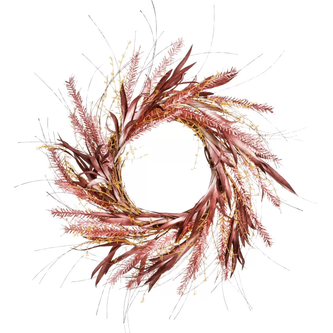 Decoración De Otoño | Ramos Y Coronas De Flores>DecoWoerner Otoño XXL Corona Decorativa De Hierba De Los Arbustos Con Eucaliptos s Ø 70 Cm rojo