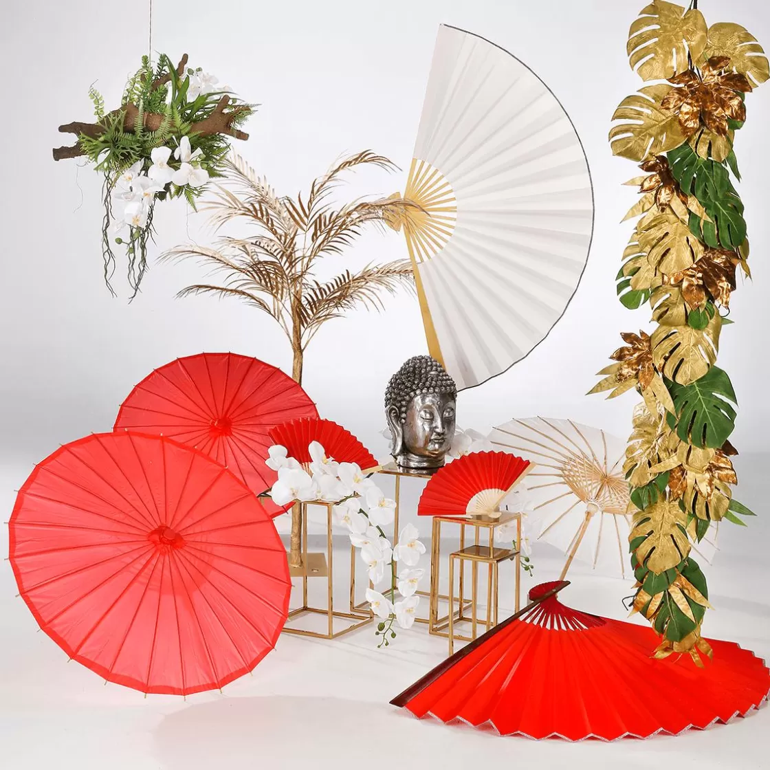 Árboles Artificiales>DecoWoerner Palmera Artificial Decorativa, 140 Cm, Dorada oro
