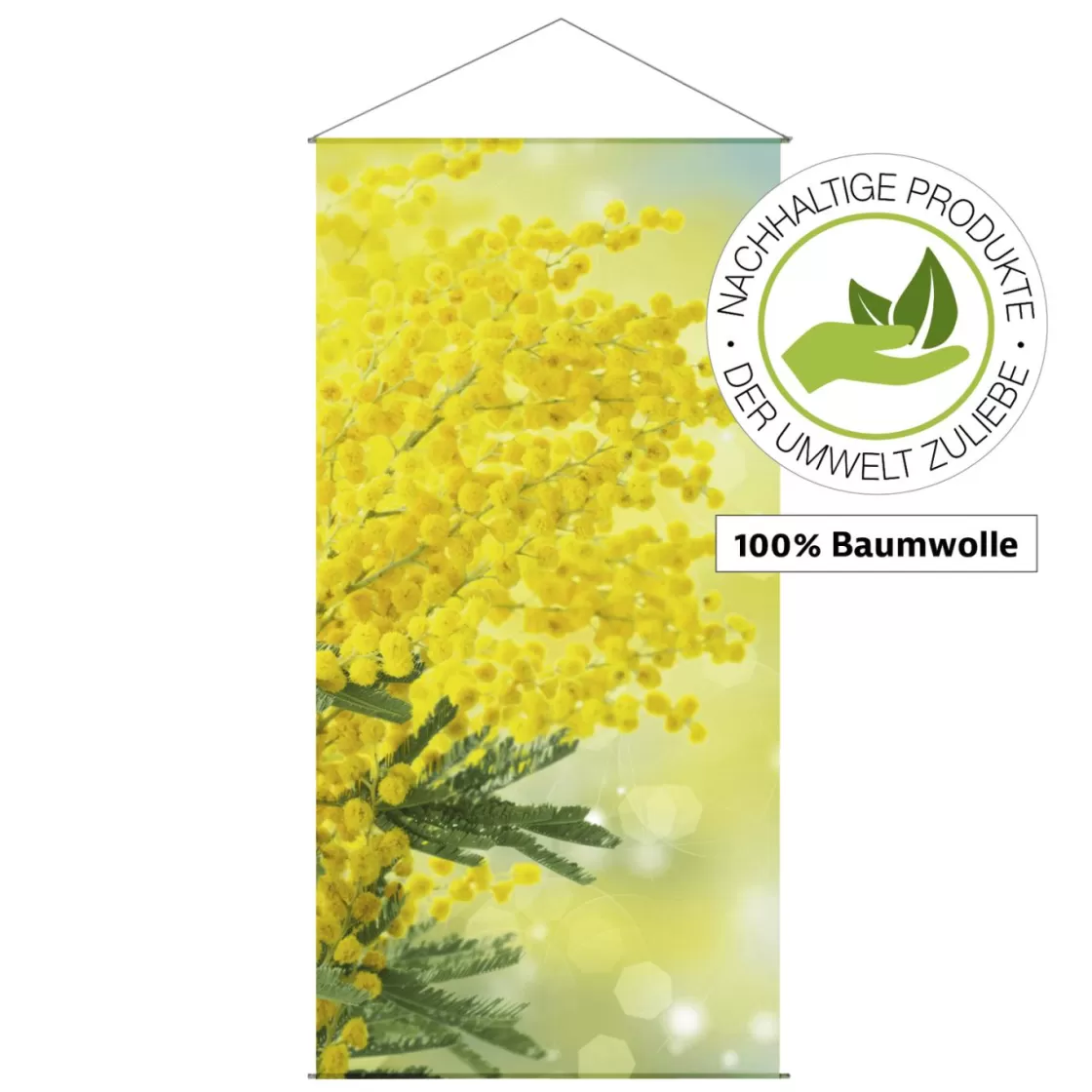Pancartas De Primavera | Pancartas De Verano>DecoWoerner Pancarta De Fibra Natural Ligera "Mimosa" De Algodón 100 X 200 Cm amarillo