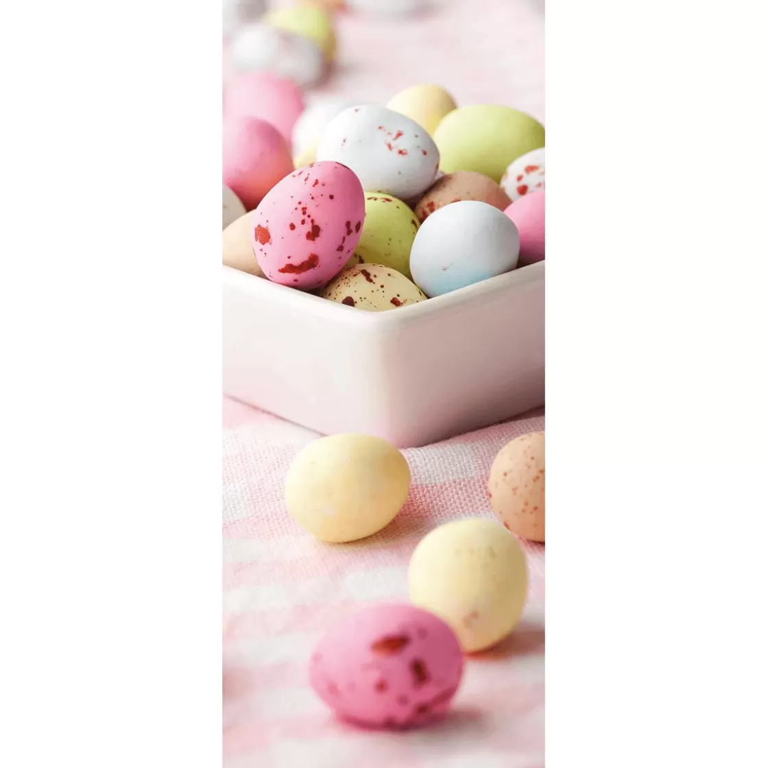 Decoración De Pascua | Pancartas De Primavera>DecoWoerner Pancarta De Tela Ignífuga "huevos De Pascua De Chocolate De Colores" De Tela De Bandera 75 X 180 Cm rosa