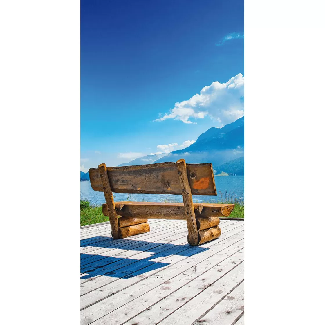 Decoración De Verano | Pancartas De Verano>DecoWoerner Pancarta De Tela Ignífuga "Banco De Madera Junto Al Lago" De Tela De Bandera 100 X 200 Cm marrón