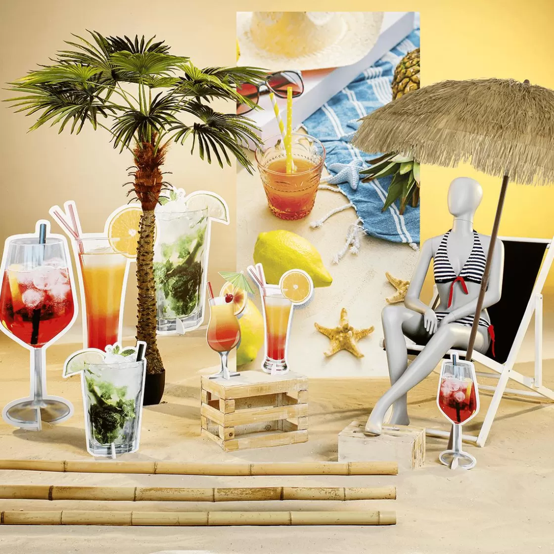 Decoración De Verano | Pancartas De Verano>DecoWoerner Pancarta De Tela Ignífuga Cóctel De Playa 100 X 200 Cm
