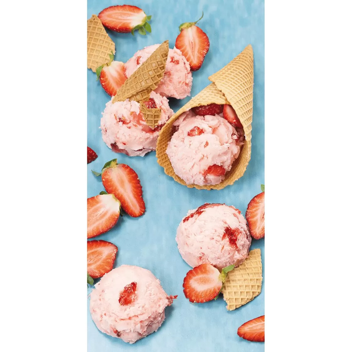 Decoración Temática | Decoración De Verano>DecoWoerner Pancarta De Tela Ignífuga "Helado De Fresa En Un Gofre" De Tela De Bandera 100 X 200 Cm rosa