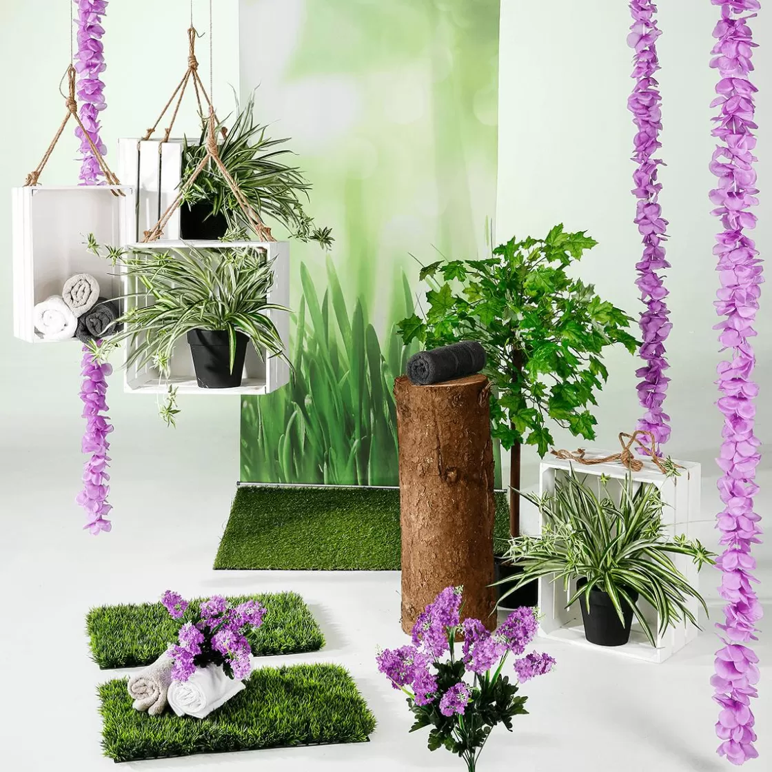 Decoración Natural | Decoración De Verano>DecoWoerner Pancarta De Tela Ignífuga "Hierba De Primavera" De Tela De Bandera 100 X 200 Cm verde