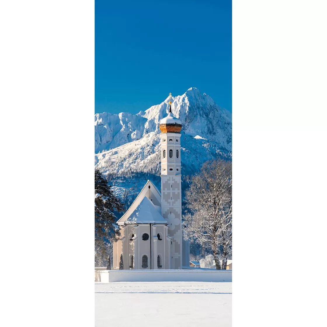 Pancartas De Navidad E Invierno | Decoración De Invierno>DecoWoerner Pancarta De Tela Ignífuga "Iglesia De Invierno" De Tela De Bandera 75 X 180 Cm blanco