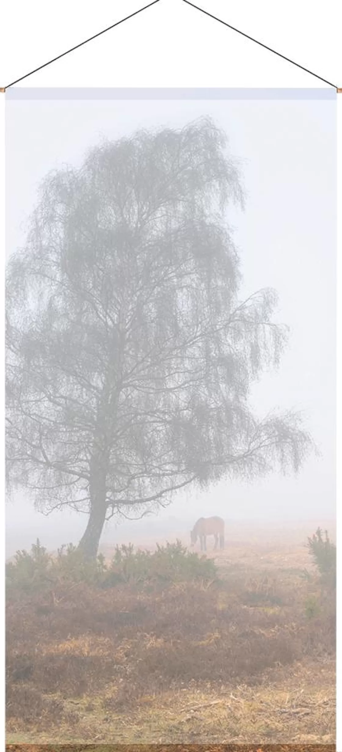 Decoración Temática | Decoración De Otoño>DecoWoerner Pancarta De Tela Ignífuga "Niebla De Otoño" De Tela De Bandera 100 X 200 Cm Gris