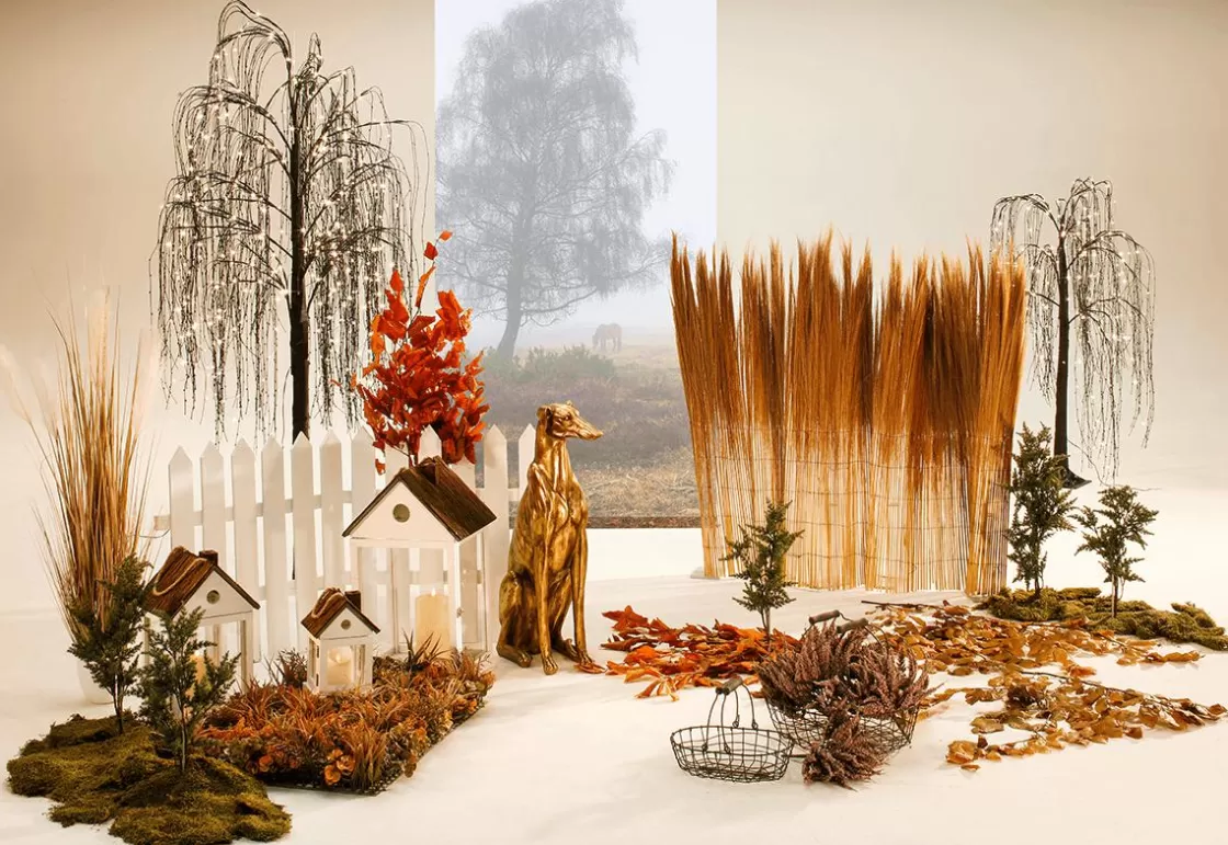 Decoración Temática | Decoración De Otoño>DecoWoerner Pancarta De Tela Ignífuga "Niebla De Otoño" De Tela De Bandera 100 X 200 Cm Gris