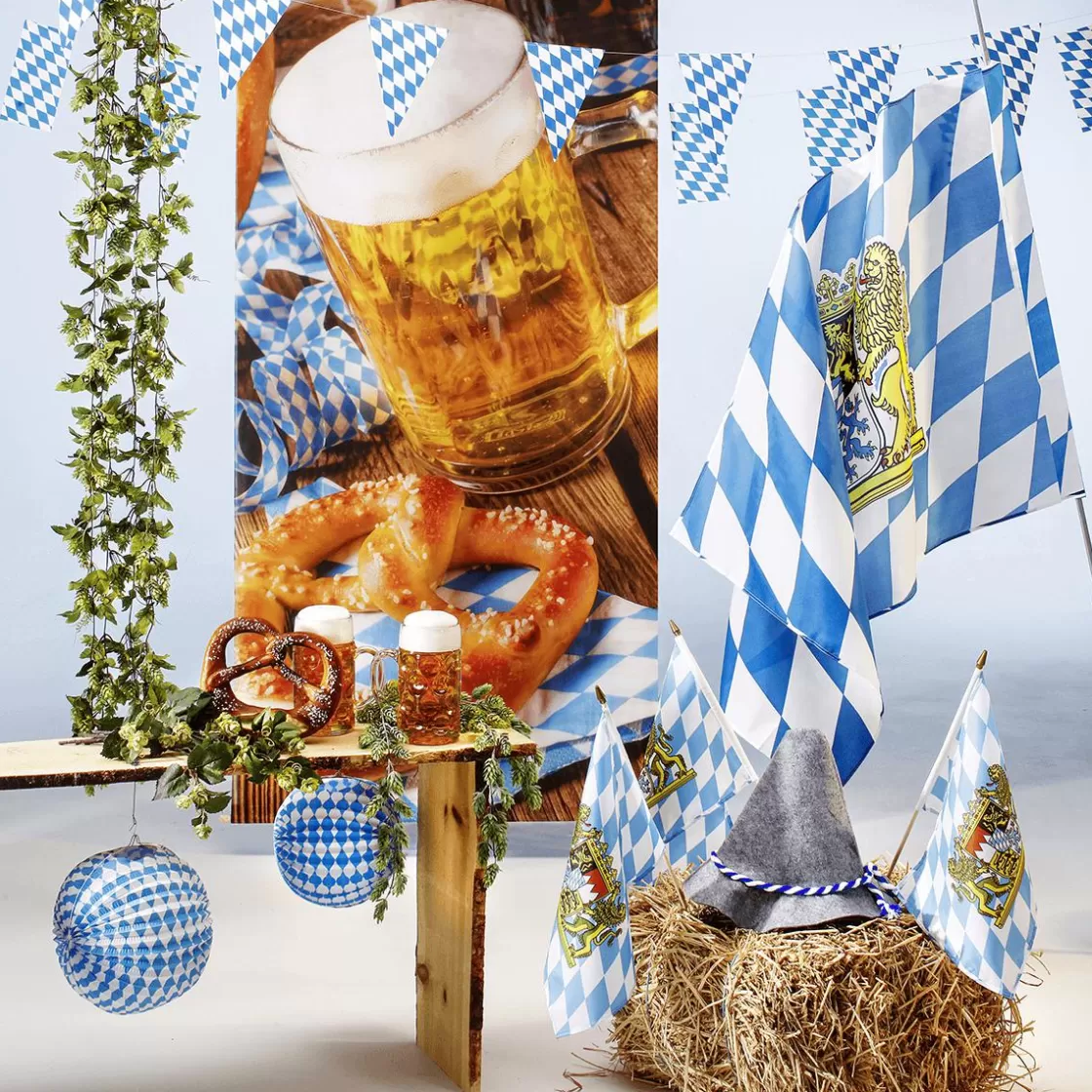Decoración Temática | Decoración De Otoño>DecoWoerner Pancarta De Tela Ignífuga "Oktoberfest Con Cerveza Y Pretzel" De Tela De Bandera 100 X 200 Cm marrón