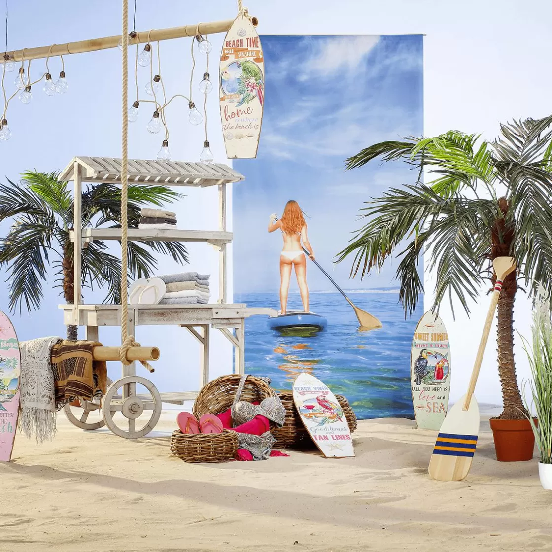 Decoración De Verano | Pancartas De Verano>DecoWoerner Pancarta De Tela Ignífuga "Stand-Up Paddle" De Tela De Bandera 100 X 200 Cm azul