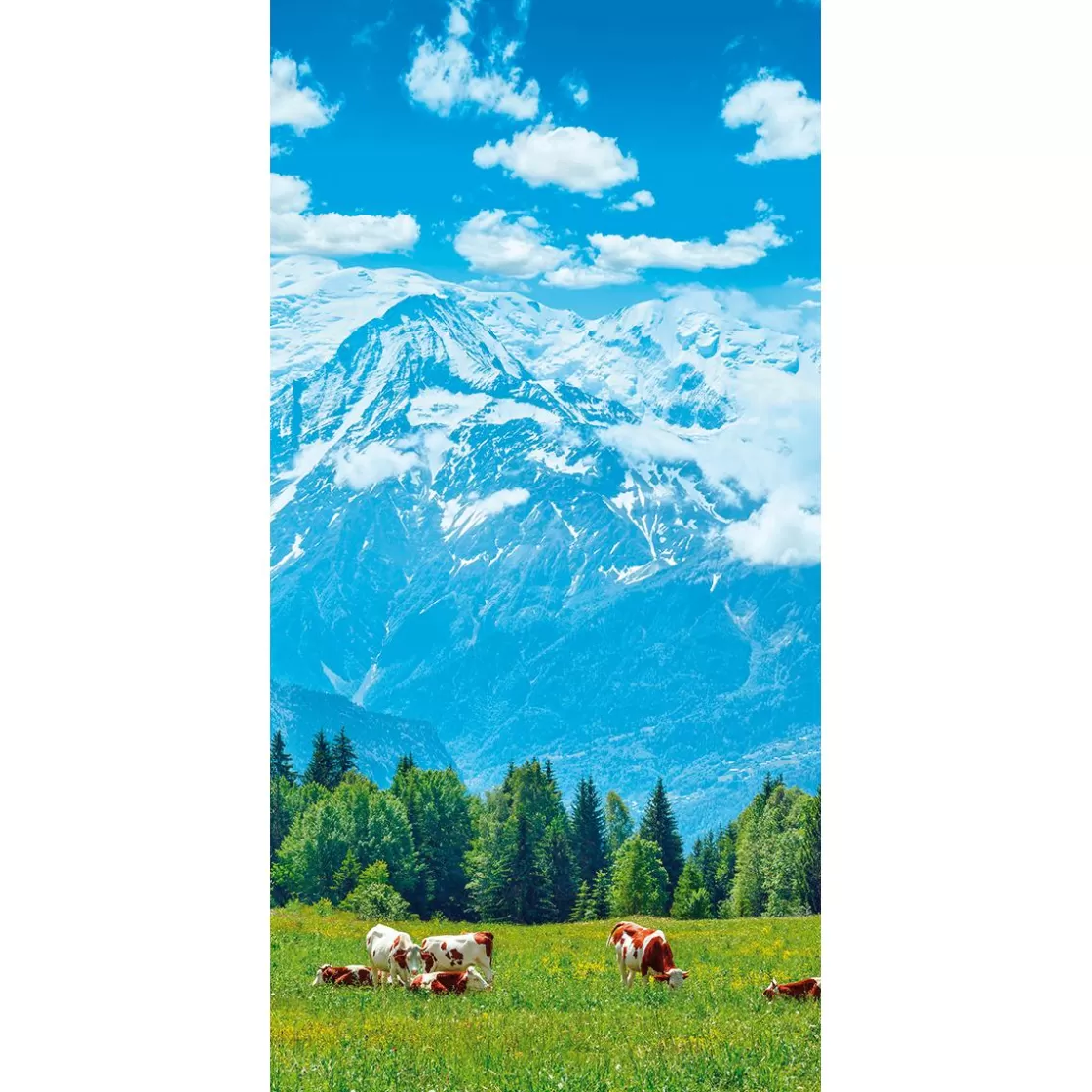 Decoración De Verano | Pancartas De Verano>DecoWoerner Pancarta De Tela Ignífuga "Vacas En El Pasto Frente A Bergen" De Tela De Bandera 100 X 200 Cm azul