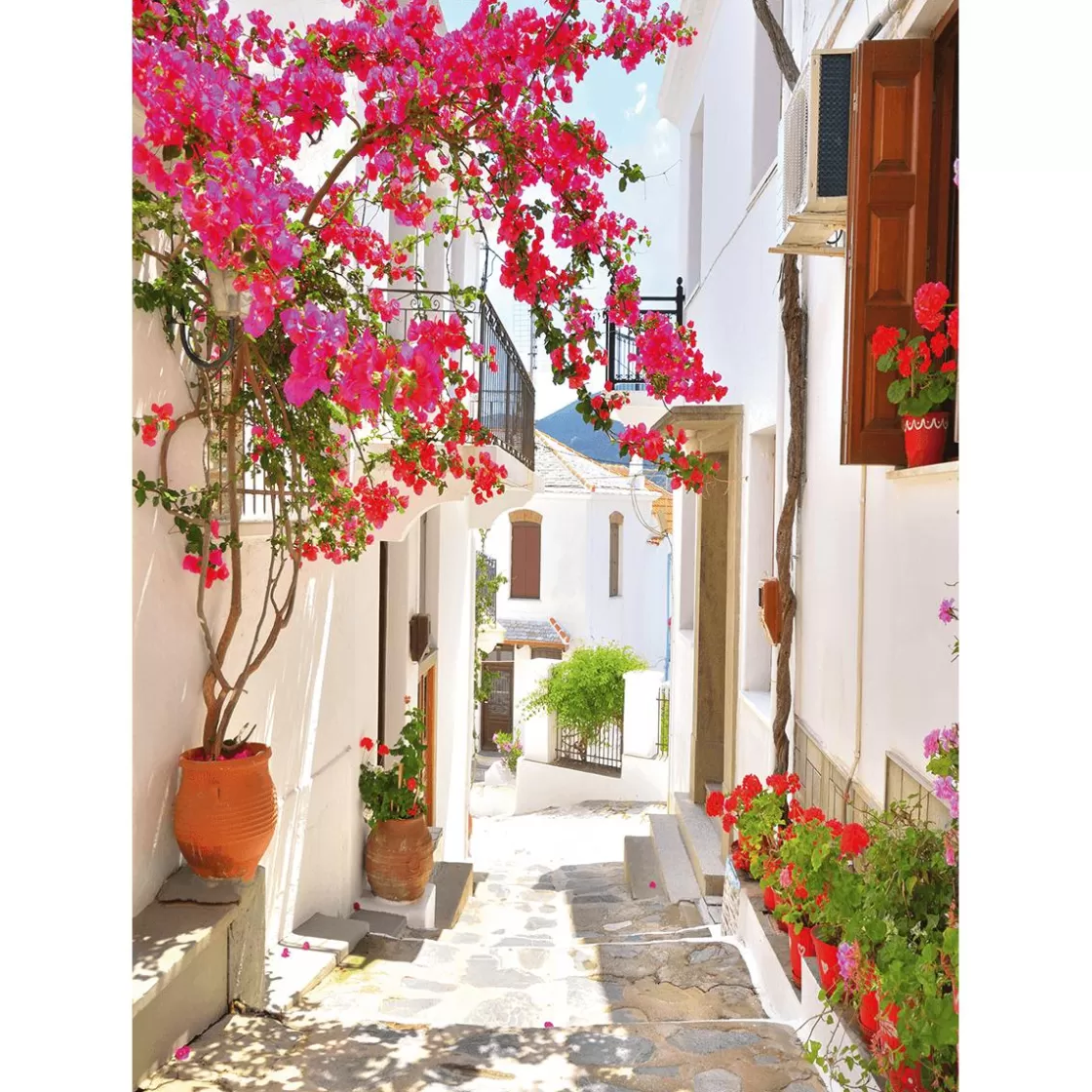 Bandera Xxl>DecoWoerner Pancarta De Tela XL "Callejón Del Mediterráneo Con Buganvilla" De Tela De Bandera Ignífuga 150 X 200 Cm rosa