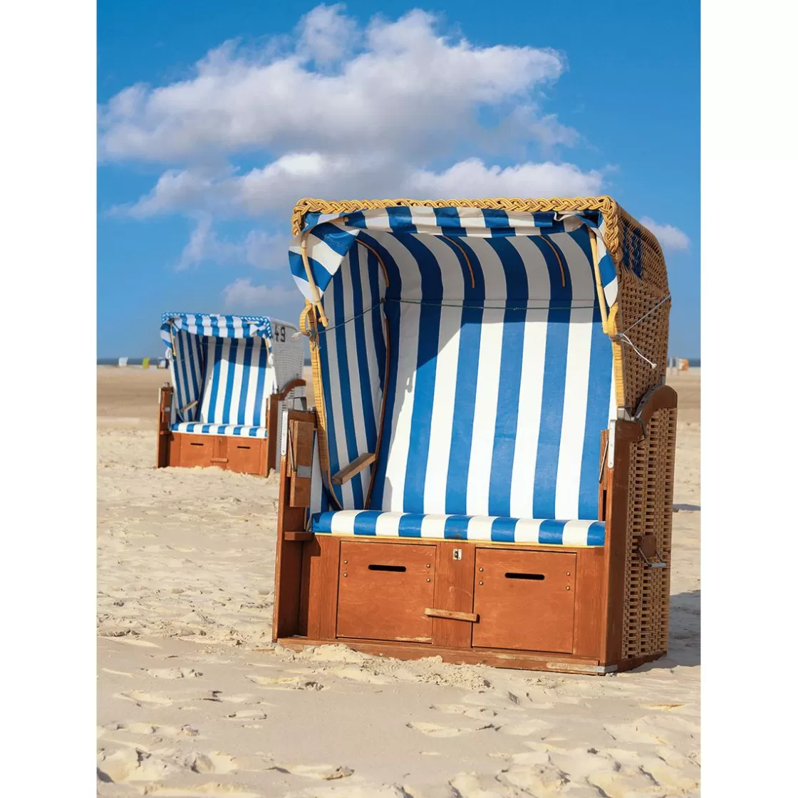 Bandera Xxl | Decoración De Verano>DecoWoerner Pancarta De Tela XL "silla De Playa -blanca" De Tela De Bandera Ignífuga 150 X 200 Cm azul