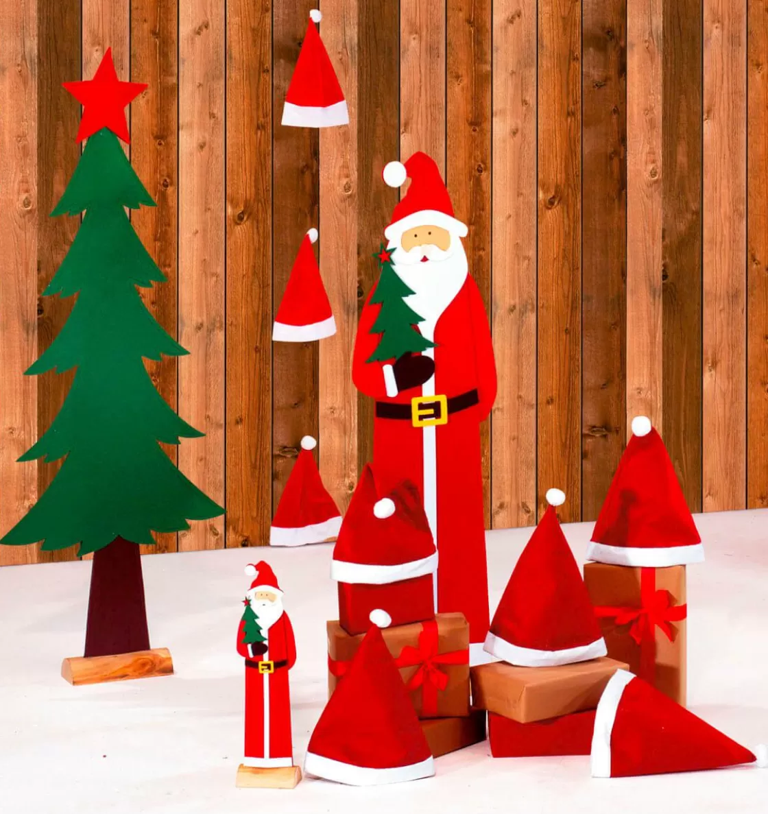 Figuras De Navidad>DecoWoerner Papá Noel Decorativo Fieltro 38 Cm , 3 Piezas rojo