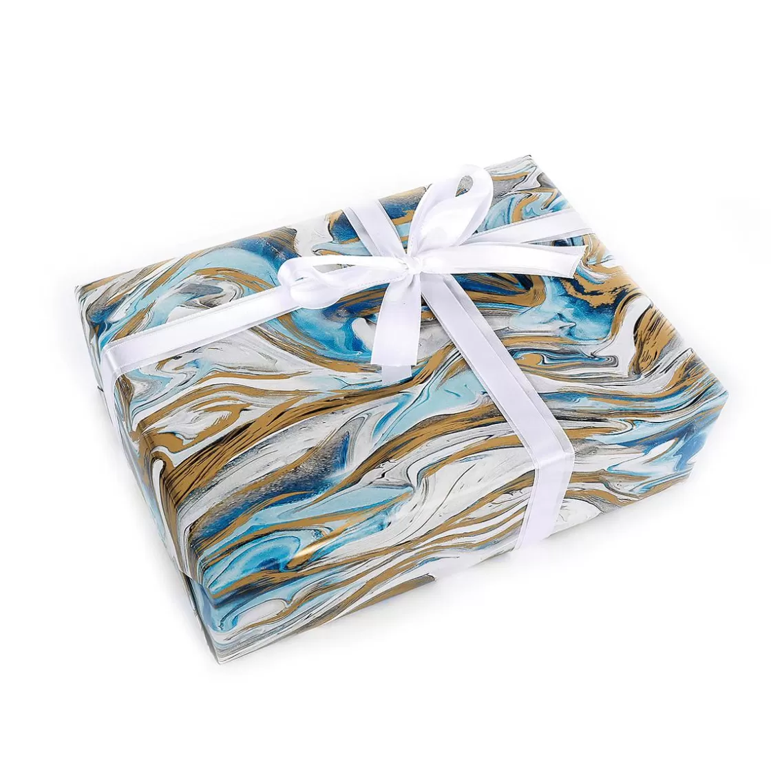 Papel De Regalo | Go Green - Envoltorio Para Regalo Ecológico>DecoWoerner Papel De Envolver Sostenible Azul Y Dorado - Rollo De Papel De Envolver De 50 M multicolor