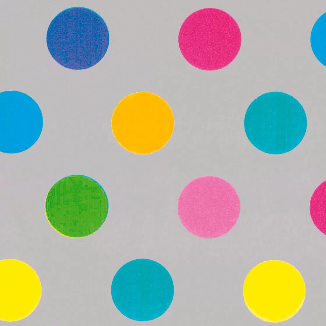 Papel De Regalo | Go Green - Envoltorio Para Regalo Ecológico>DecoWoerner Papel De Envolver Sostenible, Plateado Y Con Puntos De Colores - Bobina De Papel De Envolver De 50 M plata