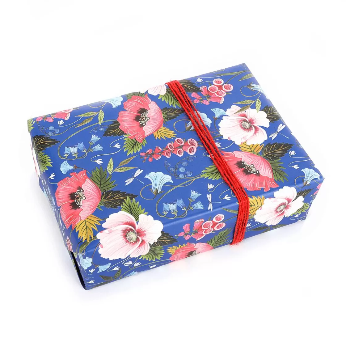 Papel De Regalo | Go Green - Envoltorio Para Regalo Ecológico>DecoWoerner Papel De Regalo Sostenible Con Flores Y Libélulas - Bobina De Papel De Regalo Sostenible De 50 M azul