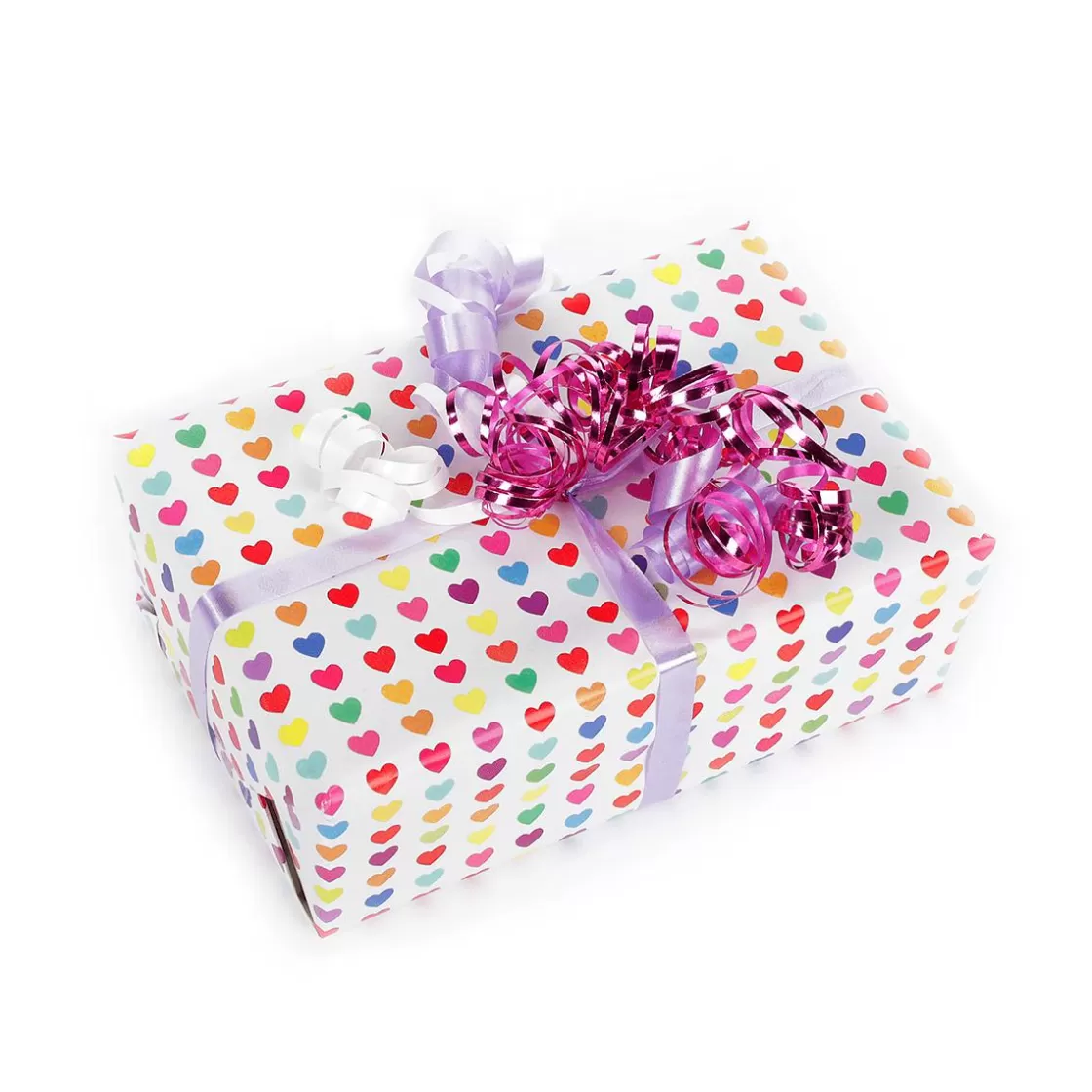 Papel De Regalo | Go Green - Envoltorio Para Regalo Ecológico>DecoWoerner Papel De Regalo Blanco Sostenible Con Corazones De Colores - Rollo De Papel De Regalo De 50 M multicolor