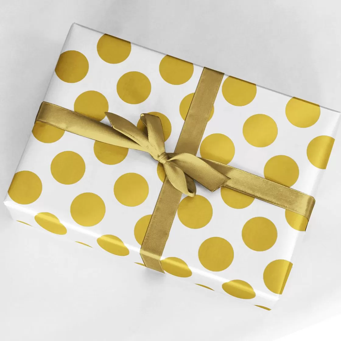 Papel De Regalo | Go Green - Envoltorio Para Regalo Ecológico>DecoWoerner Papel De Regalo Blanco Sostenible Con Puntos Dorados - Bobina De Papel De Regalo De 50 M oro