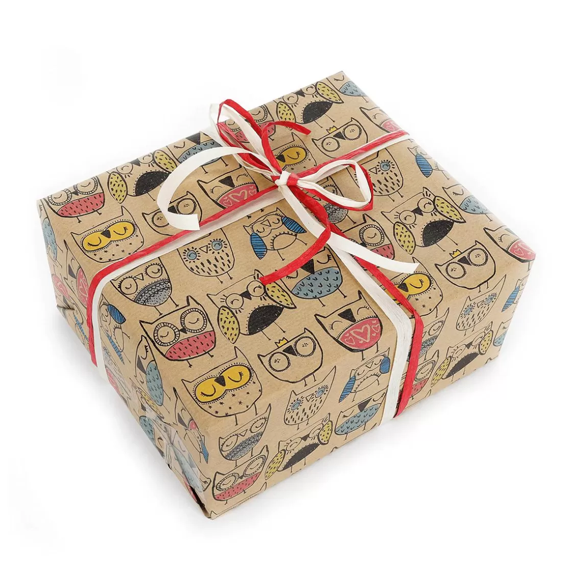 Papel De Regalo | Go Green - Envoltorio Para Regalo Ecológico>DecoWoerner Papel Kraft Reciclado Con Búhos De Colores - Rollo De Papel De Regalo De 50 M. multicolor