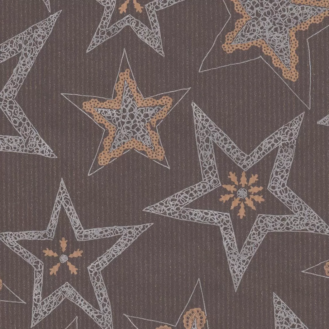 Papel De Regalo | Go Green - Envoltorio Para Regalo Ecológico>DecoWoerner Papel Kraft Reciclado Oscuro Con Estrellas Plateadas - Rollo De Papel De Regalo De 50 M marrón