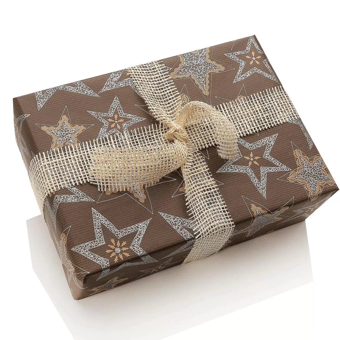 Papel De Regalo | Go Green - Envoltorio Para Regalo Ecológico>DecoWoerner Papel Kraft Reciclado Oscuro Con Estrellas Plateadas - Rollo De Papel De Regalo De 50 M marrón