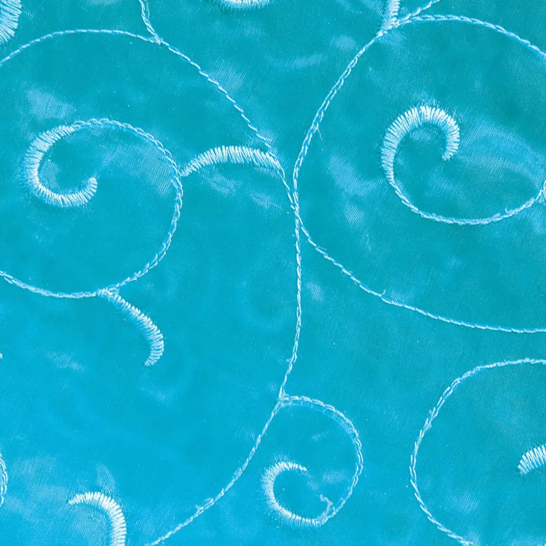 Telas>DecoWoerner Paquete De Ofertas "Organza Con Bordado De Zarcillos", Hielo 5 M azul