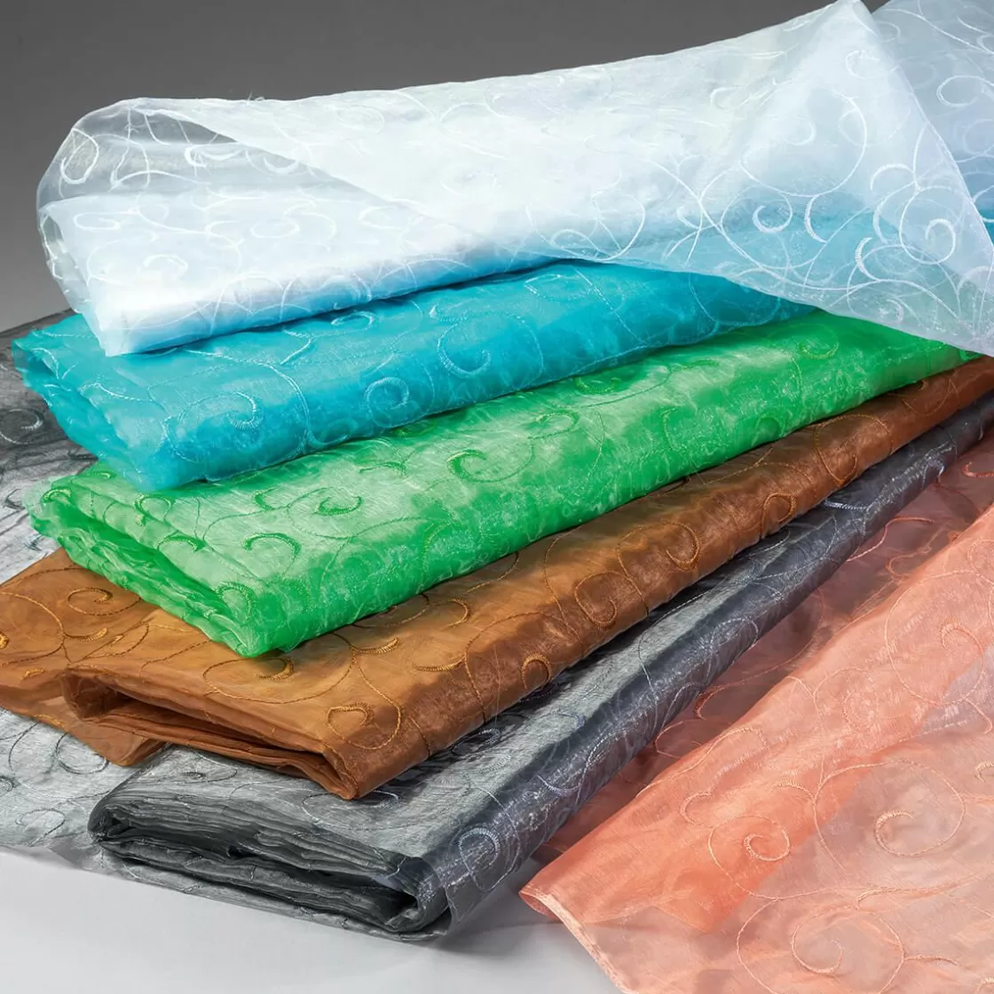 Telas>DecoWoerner Paquete De Ofertas "Organza Con Bordado De Zarcillos", Hielo 5 M azul