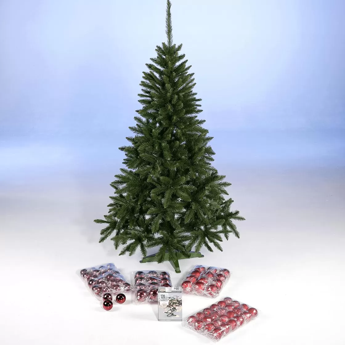 Árboles De Navidad Artificiales>DecoWoerner Paquete Económico Árbol De Navidad 180 Cm Con Adornos De Plástico s Y Luces De Hadas rojo
