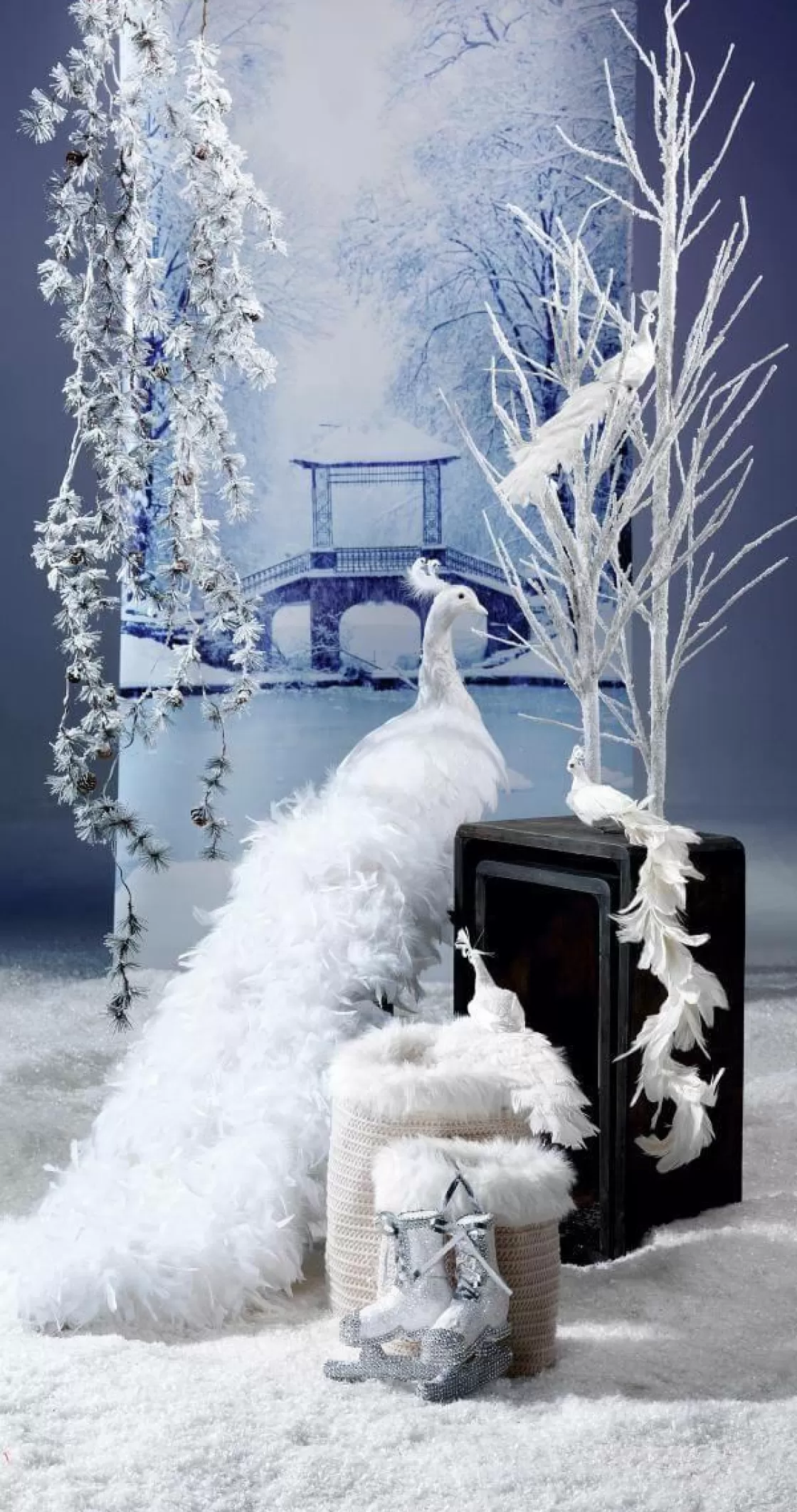 Decoración De Animales | Decoración Temática>DecoWoerner Pavo Real Decorativo, Longitud: 150 Cm blanco