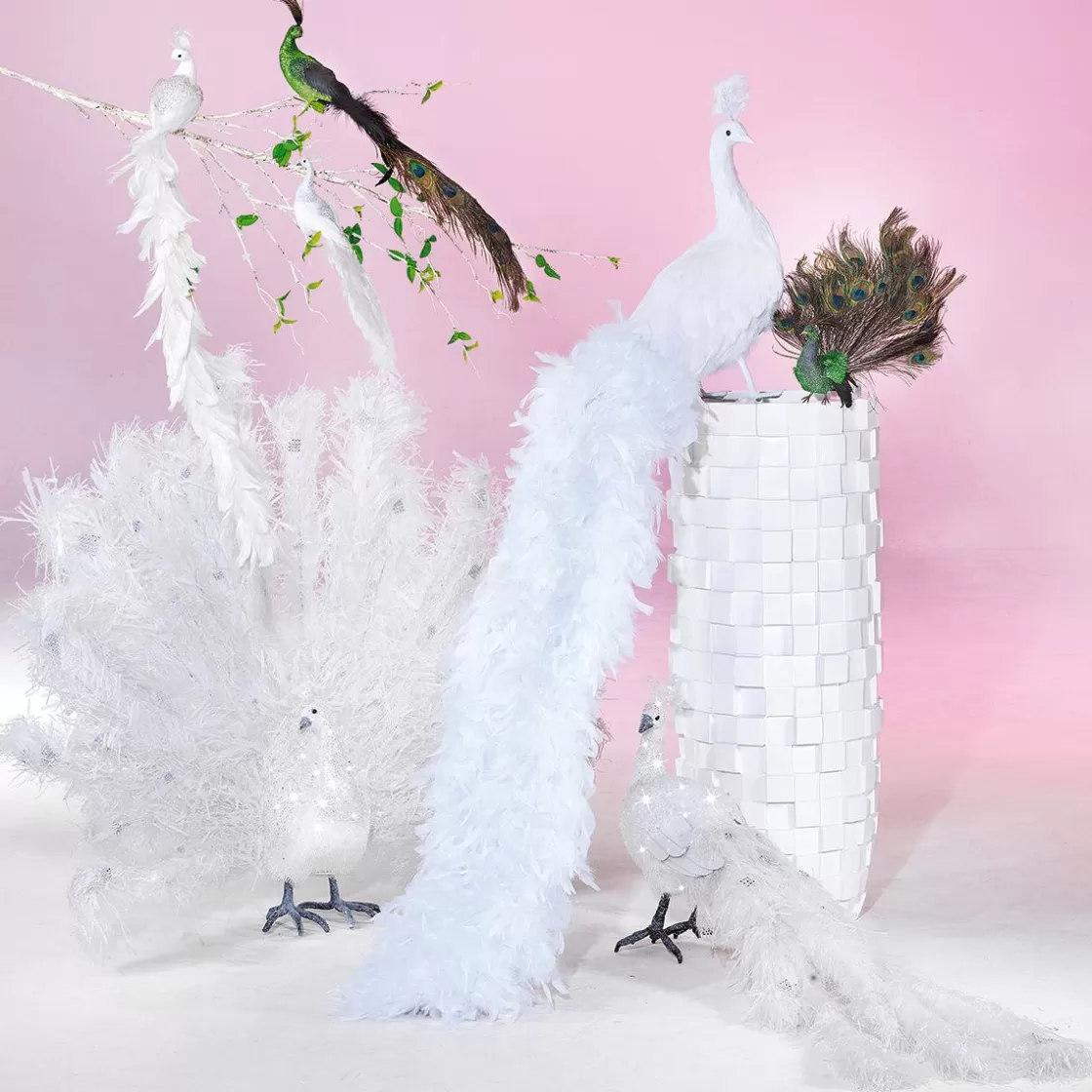 Decoración De Animales | Decoración Temática>DecoWoerner Pavo Real Decorativo, Longitud: 150 Cm blanco